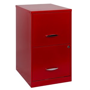 Pemberly Row 18&quot 2-Drawer Modern Metal Filing Cabinet in Lava Red