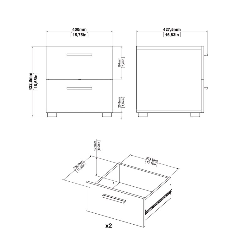 Pemberly Row 2 Drawer Nightstand in Truffle
