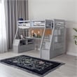 Pemberly Row Modern Wood Twin Size Loft Bed with Storage in Gray