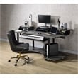 Pemberly Row Contemporary Wood Music Recording Studio Desk in Black Oak