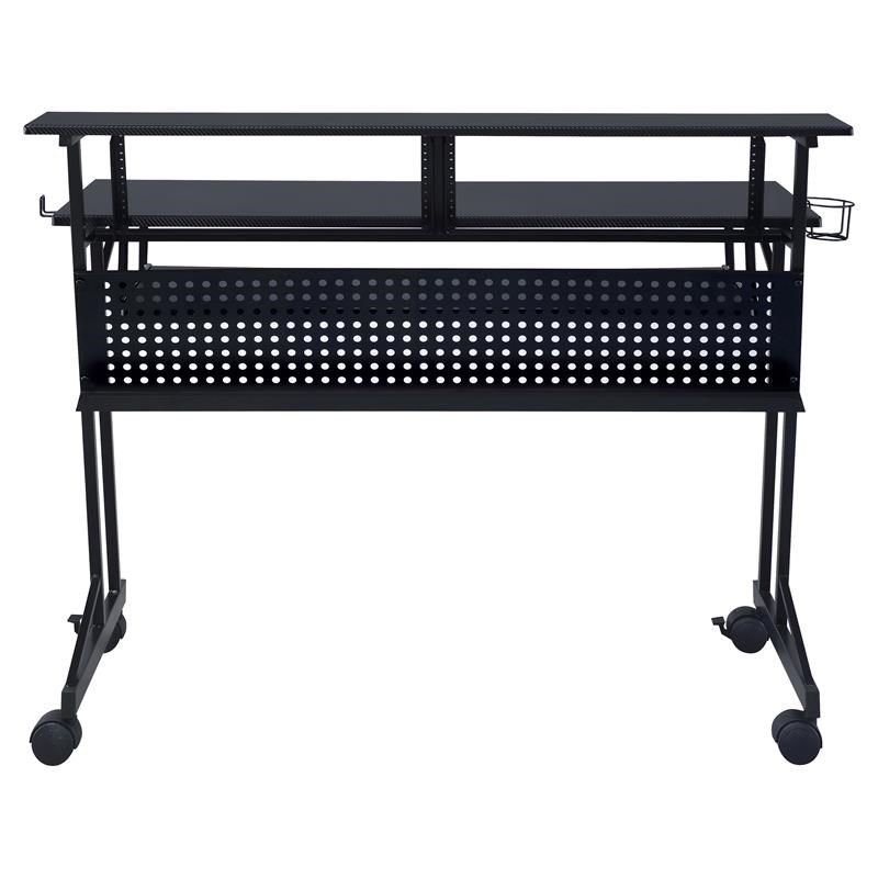 Pemberly Row Contemporary Wood Music Recording Studio Desk in Black