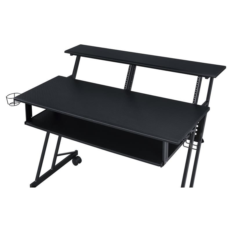 Pemberly Row Contemporary Wood Music Recording Studio Desk in Black