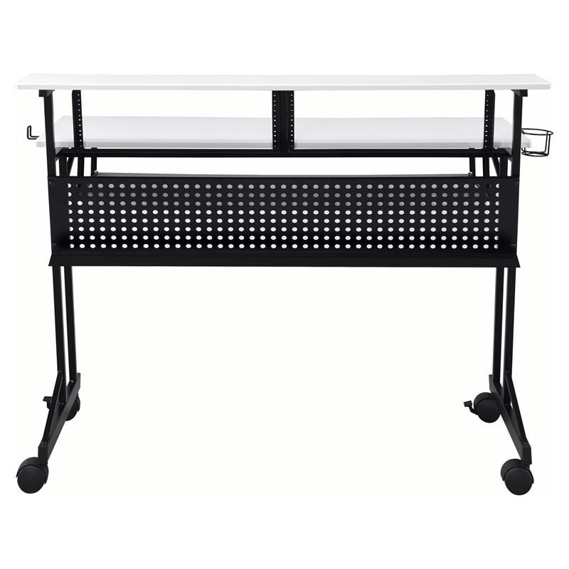 Pemberly Row Contemporary Wood Music Recording Studio Desk in White/Black