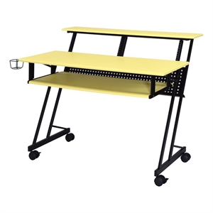Pemberly Row Contemporary Wood Music Recording Studio Desk in Yellow/Black