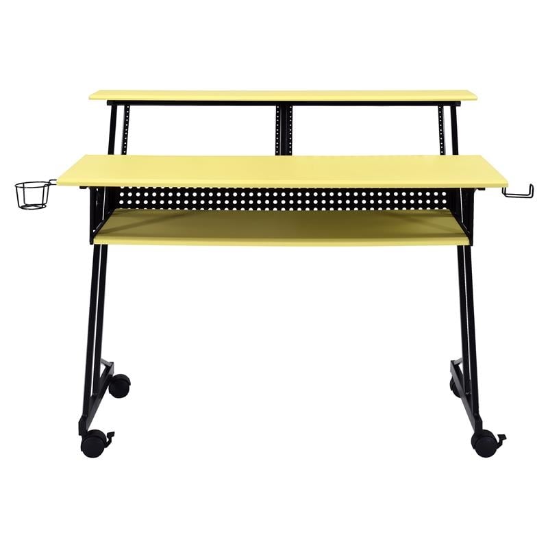 Pemberly Row Contemporary Wood Music Recording Studio Desk in Yellow/Black