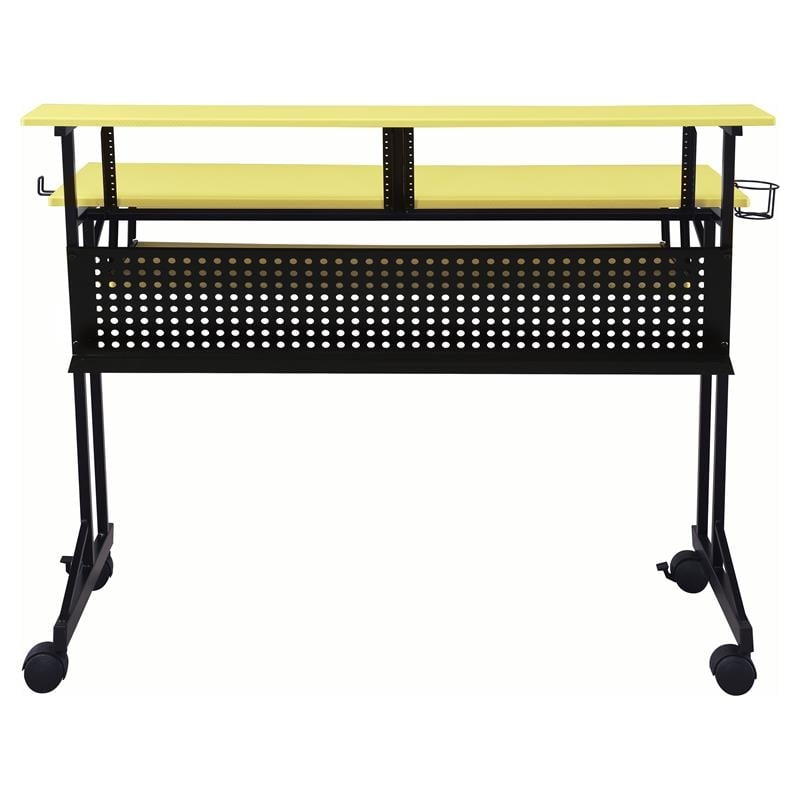 Pemberly Row Contemporary Wood Music Recording Studio Desk in Yellow/Black