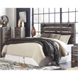 Pemberly Row Engineered Wood King Slat Panel Headboard with Sconces in Brown