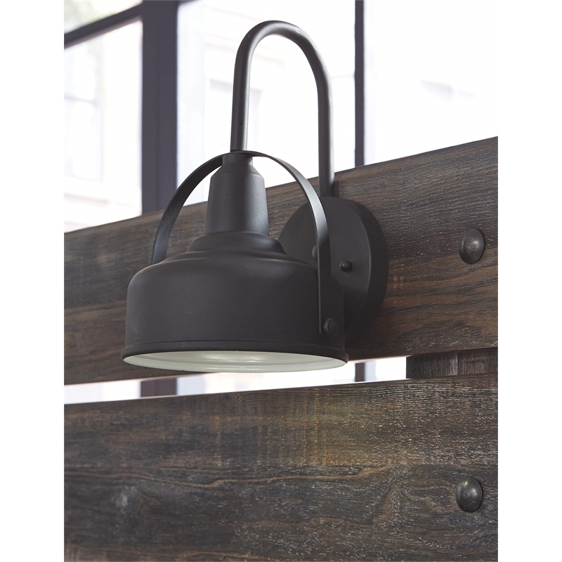 Pemberly Row Engineered Wood King Slat Panel Headboard with Sconces in Brown