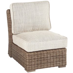 pemberly row armless patio chair in beige