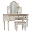 Pemberly Row 3 Piece Bedroom Vanity Set in White and Brown