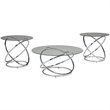 Pemberly Row 3 Piece Glass Top Coffee Table Set in Chrome