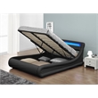 Pemberly Row Modern Faux Leather LED Platform Queen Bed in Black