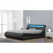 Pemberly Row Modern Faux Leather LED Platform Queen Bed in Black