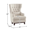 Pemberly Row Traditional Fabric Upholstered Wingback Chair with Pillow in Beige