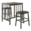 Pemberly Row 3 Piece Faux Marble Top Counter Height Dining Set in Black
