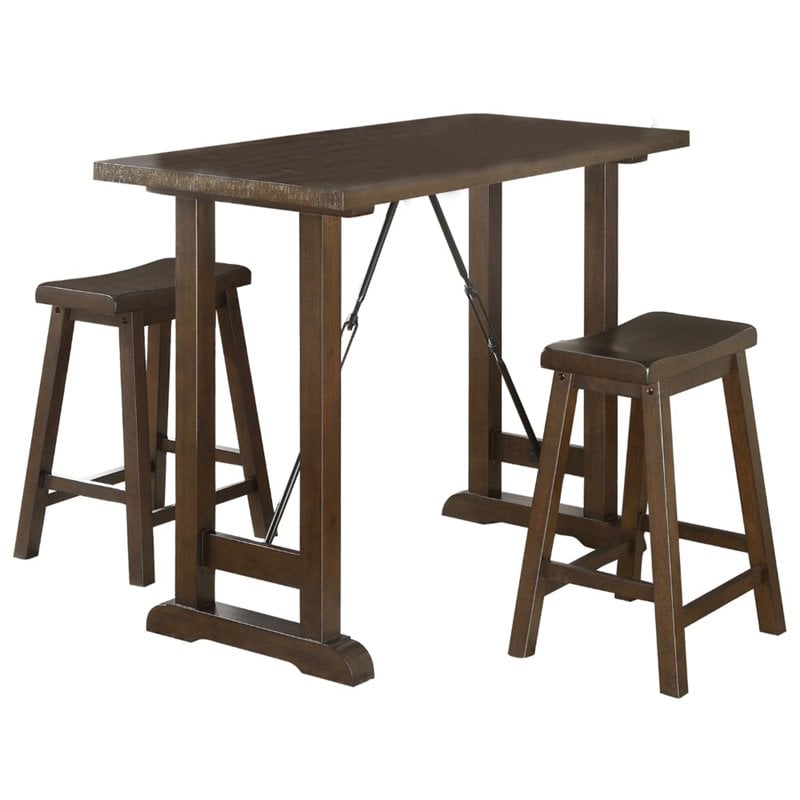 Pemberly Row 3 Piece Wood Counter Height Dining Set in Brown Cherry