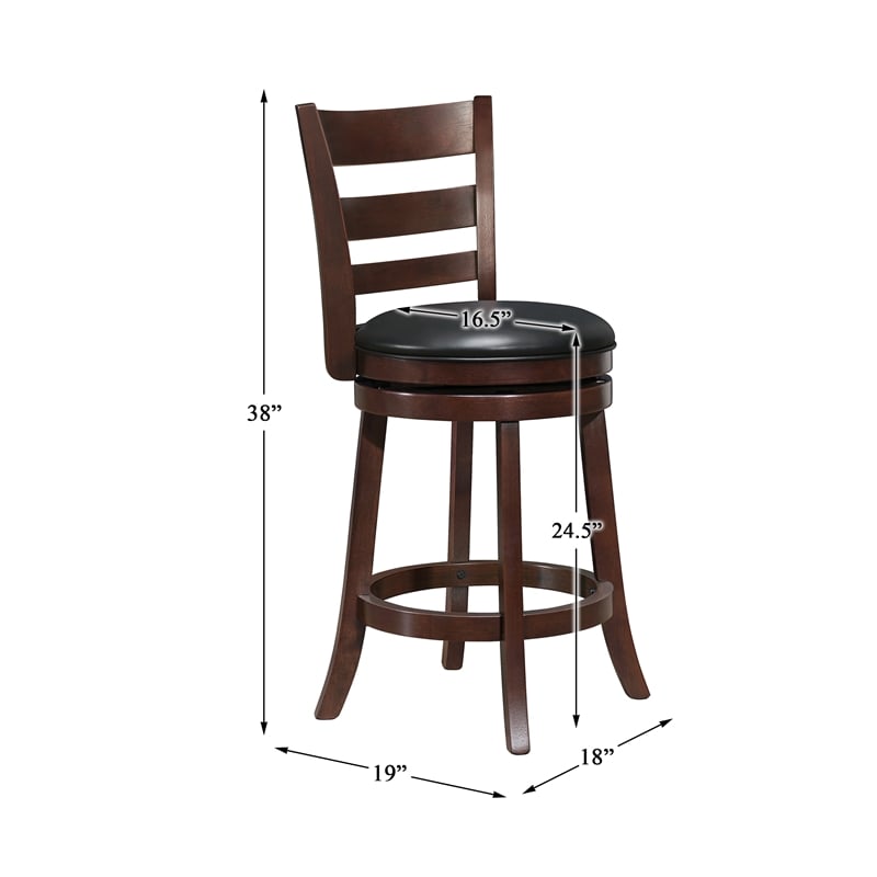 Pemberly Row Faux Leather Swivel Counter Stool in Dark Cherry