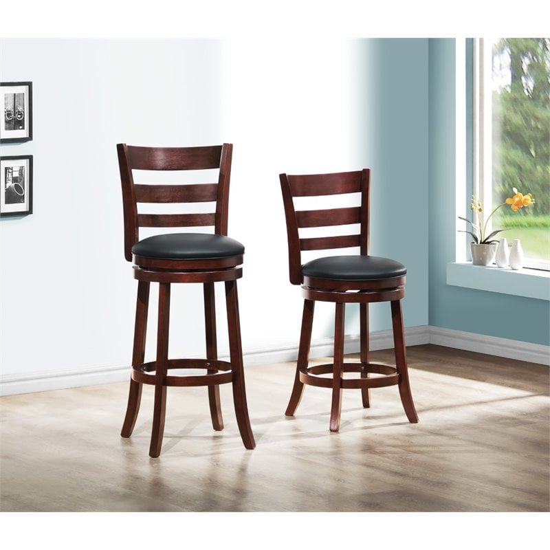 Pemberley Row Faux Leather Dark Cherry Bar Stool Rectangular Swivel 43