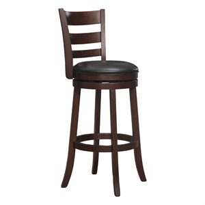 Pemberly Row Faux Leather Swivel Bar Stool in Dark Cherry