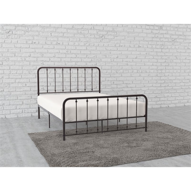 Pemberly Row Traditional Metal Queen Platform Bed in Dark Bronze