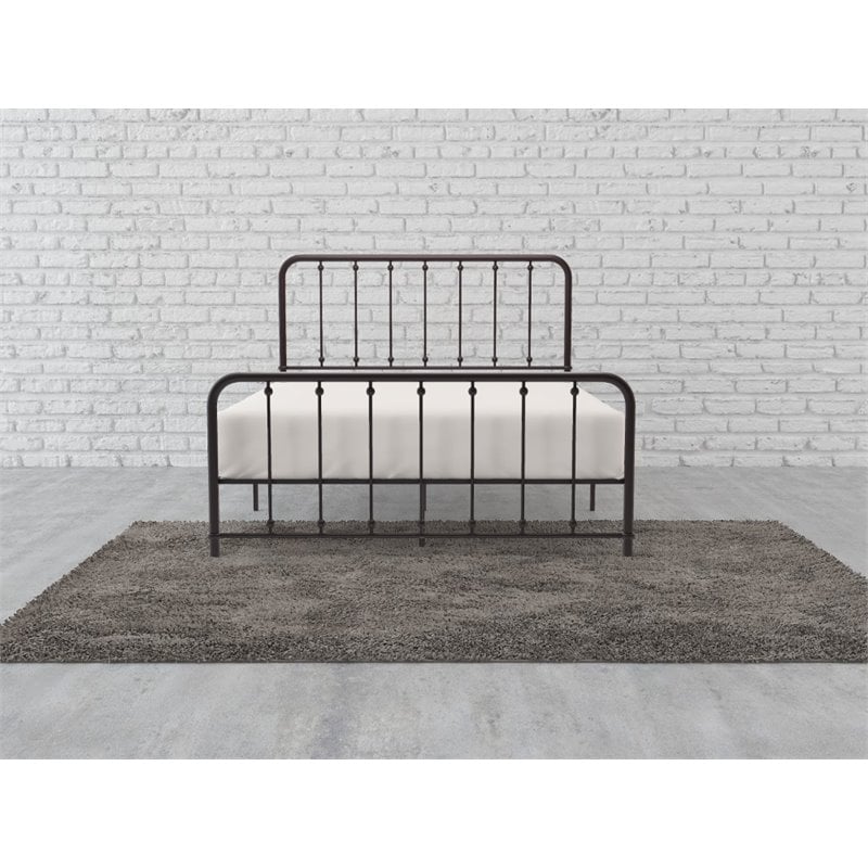 Pemberly Row Traditional Metal Queen Platform Bed in Dark Bronze