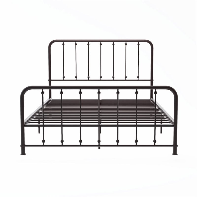 Pemberly Row Traditional Metal Queen Platform Bed in Dark Bronze