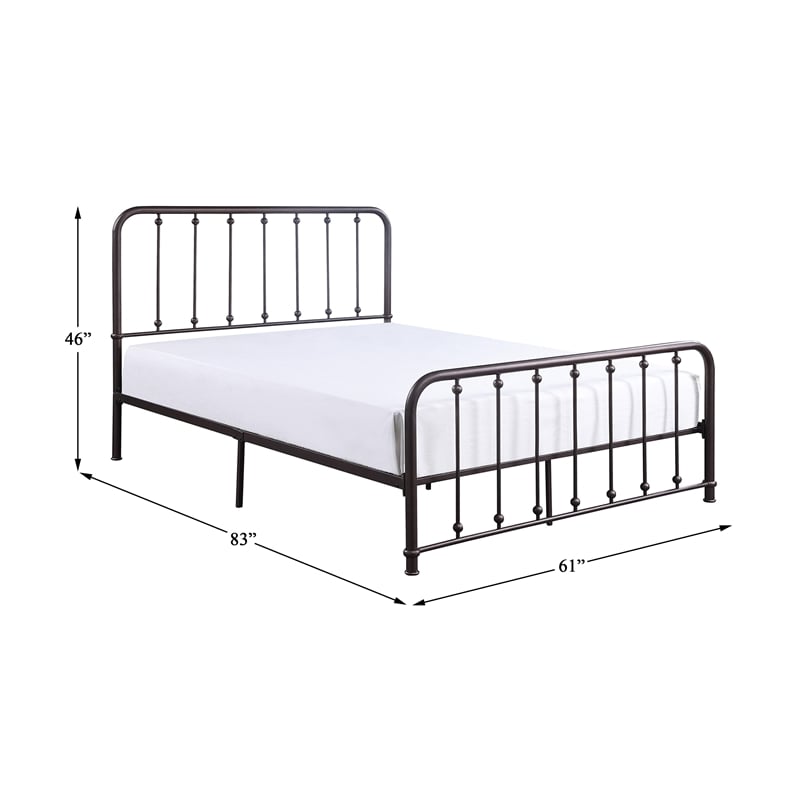 Pemberly Row Traditional Metal Queen Platform Bed in Dark Bronze