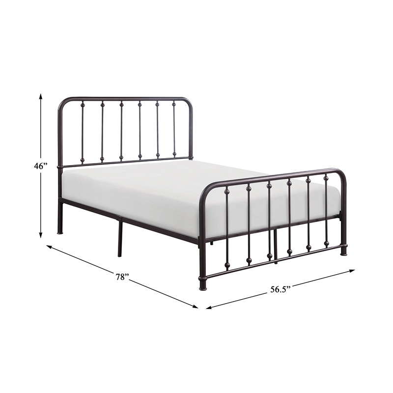 Pemberly Row Traditional Metal Full Platform Bed in Dark Bronze