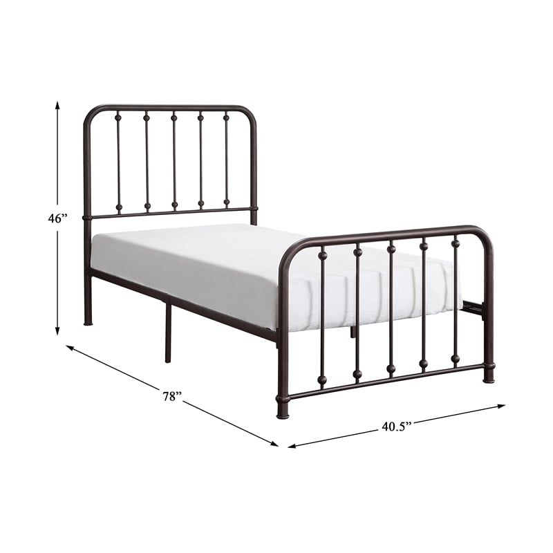 Pemberly Row Traditional Metal Twin Platform Bed in Dark Bronze