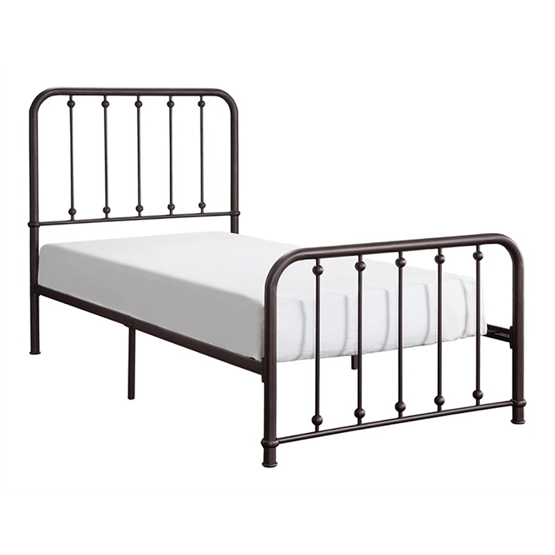 Pemberly Row Traditional Metal Twin Platform Bed in Dark Bronze