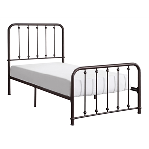Pemberly Row Traditional Metal Twin Platform Bed in Dark Bronze