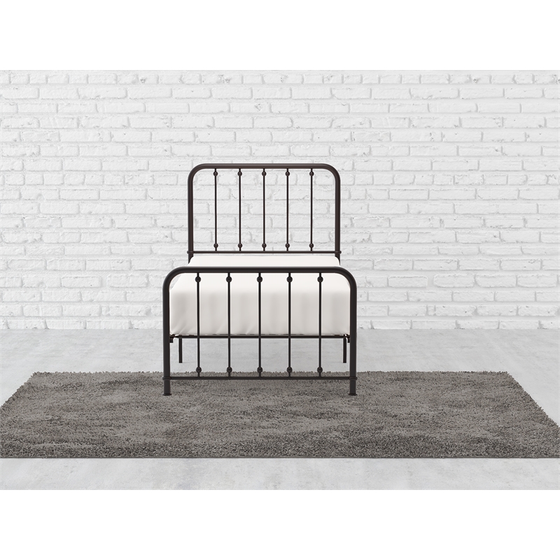 Pemberly Row Traditional Metal Twin Platform Bed in Dark Bronze