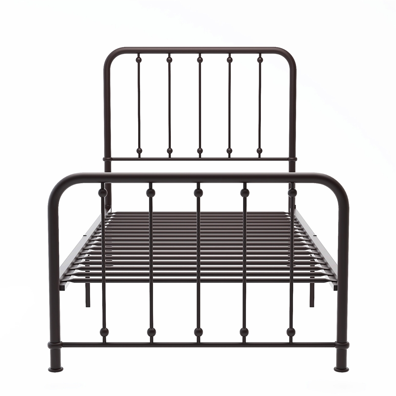 Pemberly Row Traditional Metal Twin Platform Bed in Dark Bronze
