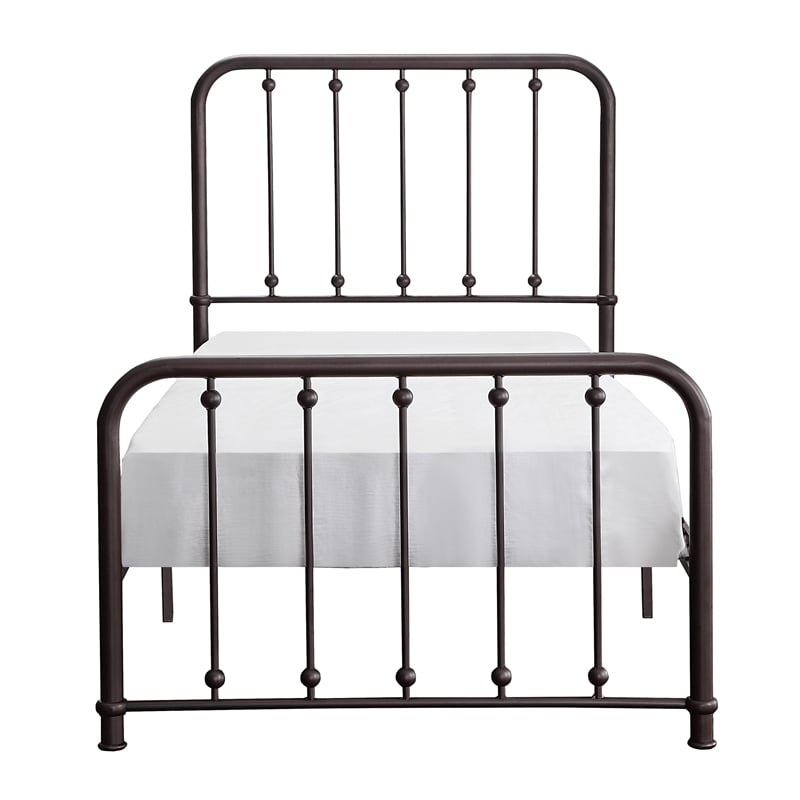 Pemberly Row Traditional Metal Twin Platform Bed in Dark Bronze