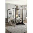 Pemberly Row Transitional Metal Twin Size Canopy Platform Bed in Black