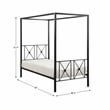 Pemberly Row Transitional Metal Twin Size Canopy Platform Bed in Black