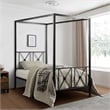 Pemberly Row Transitional Metal Twin Size Canopy Platform Bed in Black