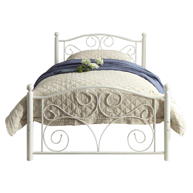 Pemberly Row Twin Metal Platform Bed in White Cymax Business