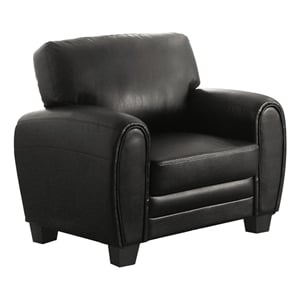 Pemberly Row 19'' Contemporary Faux Leather Upholstered Accent Chair in Black