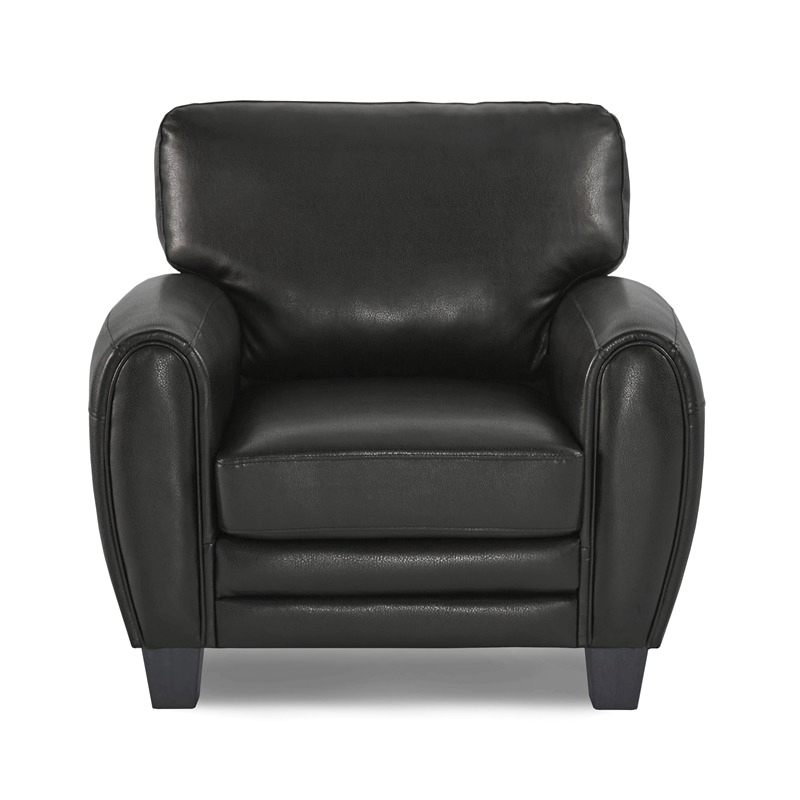 Pemberly Row 19'' Contemporary Faux Leather Upholstered Accent Chair in Black