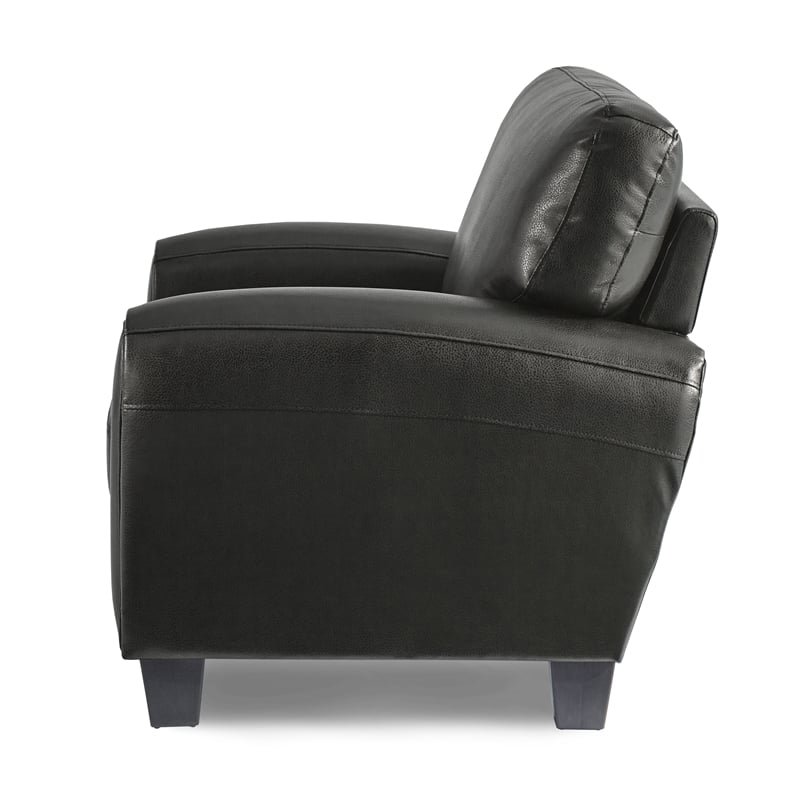 Pemberly Row 19'' Contemporary Faux Leather Upholstered Accent Chair in Black