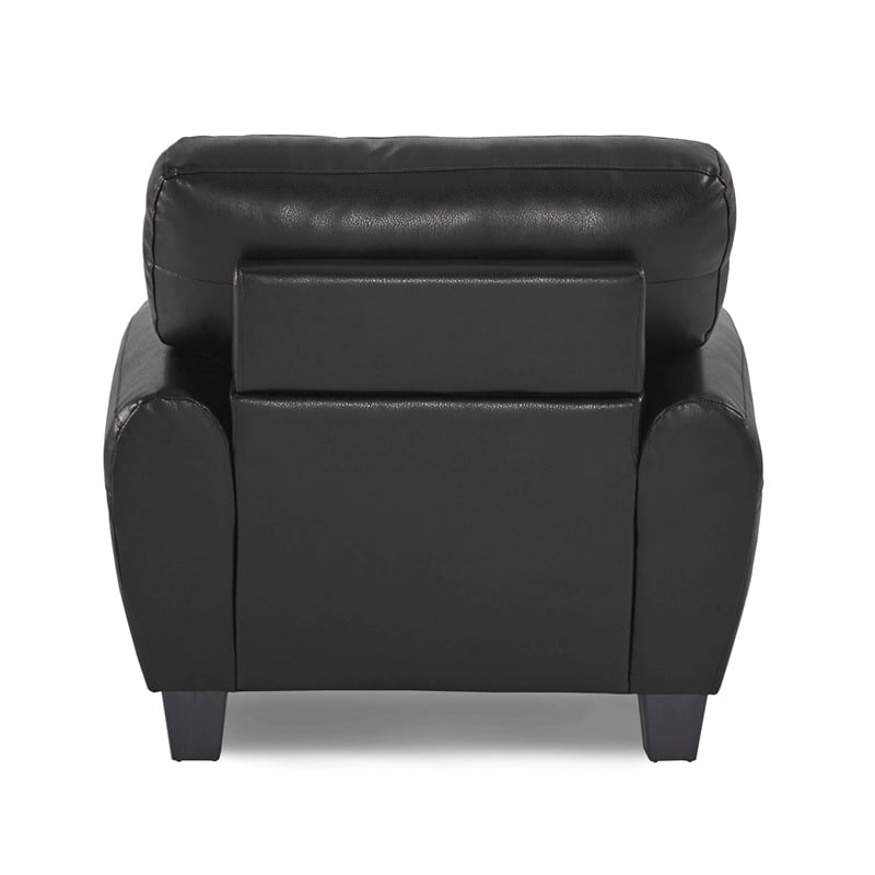 Pemberly Row 19'' Contemporary Faux Leather Upholstered Accent Chair in Black