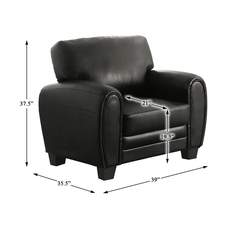 Pemberly Row 19'' Contemporary Faux Leather Upholstered Accent Chair in Black