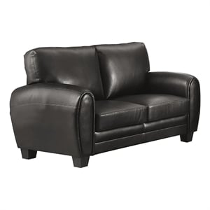 Pemberly Row 19&quot Contemporary Faux Leather Loveseat in Black