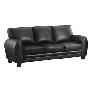 Pemberly Row 19&quot Contemporary Faux Leather Upholstered Sofa in Black