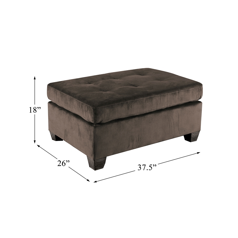 Pemberly Row Velvet Upholstered Ottoman in Chocolate