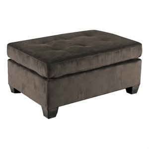 Pemberly Row Velvet Upholstered Ottoman in Chocolate