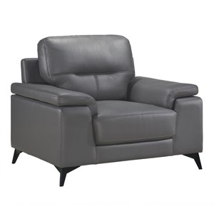 Pemberly Row 18.75&quot Contemporary Leather Upholstered Accent Chair in Dark Gray