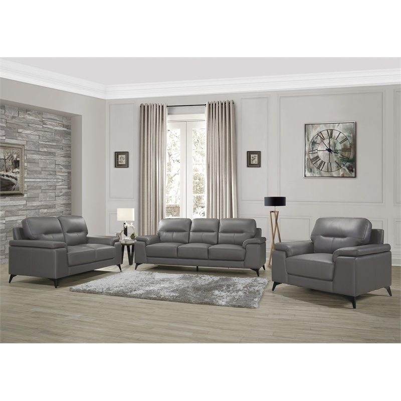 Pemberly Row Leather Match Sofa in Dark Gray