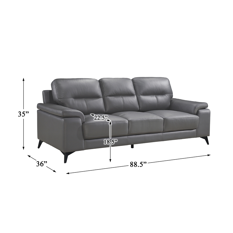 Pemberly Row Leather Match Sofa in Dark Gray